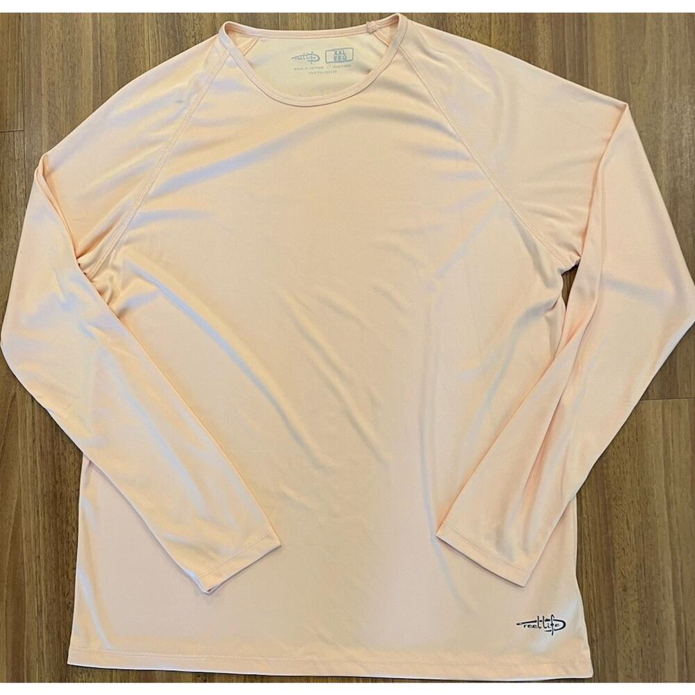 Reel Life Women’s Pink Lightweight Polyester Graphic Logo Fishing Tee Size 2XL